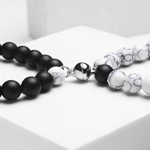 Stylish Couple Bracelets Black & White Magnet
