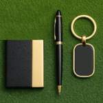 Luxury Black & Gold Gift Set – Card Holder, Pen & Keychain