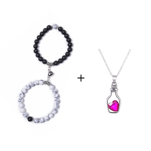 couple bracelet and pendant